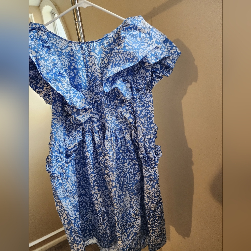 Zara Ruffle Blue and White midi dress